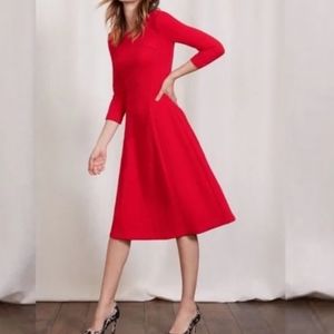 Boden Women's Curve and Flare Dress in Beatnik Red - size 4R